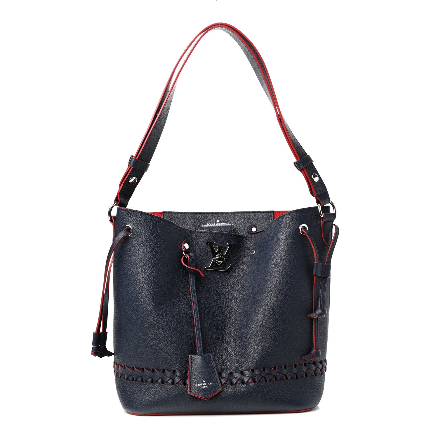 Louis Vuitton Soft Calfskin Braided Lockme Bucket Marine Rouge 1 of 9