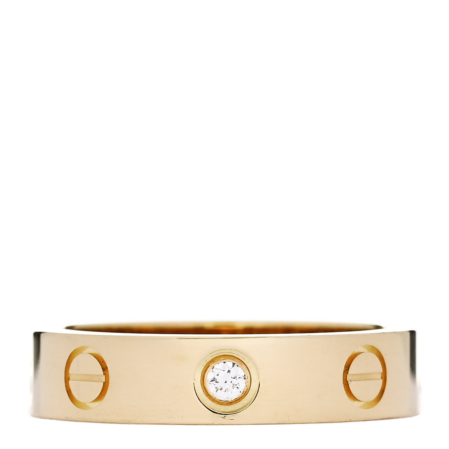 Cartier 18K Yellow Gold Diamond 4mm LOVE Wedding Band Ring 48 4.5 1 of 5