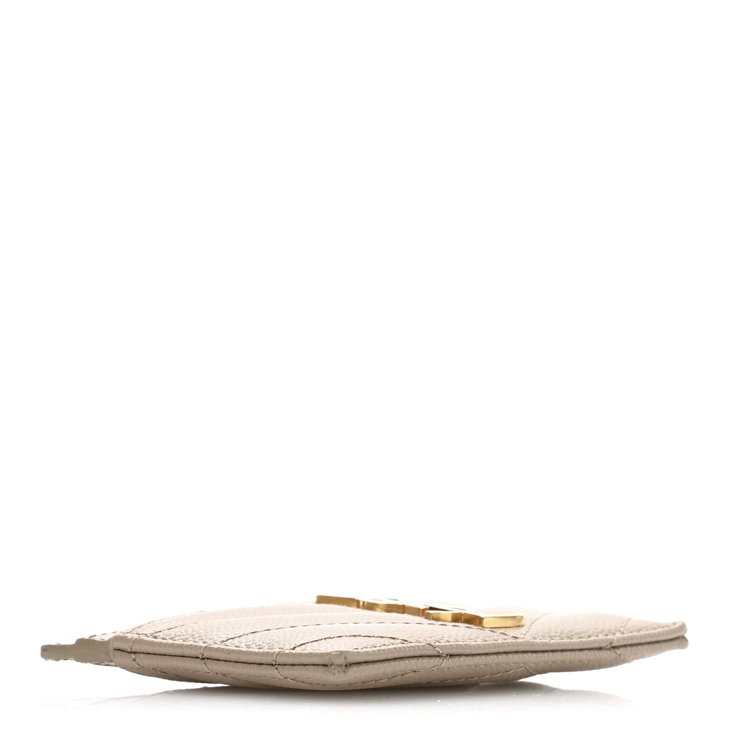 Grain De Poudre Matelasse Chevron Monogram Credit Card Case Dark Beige