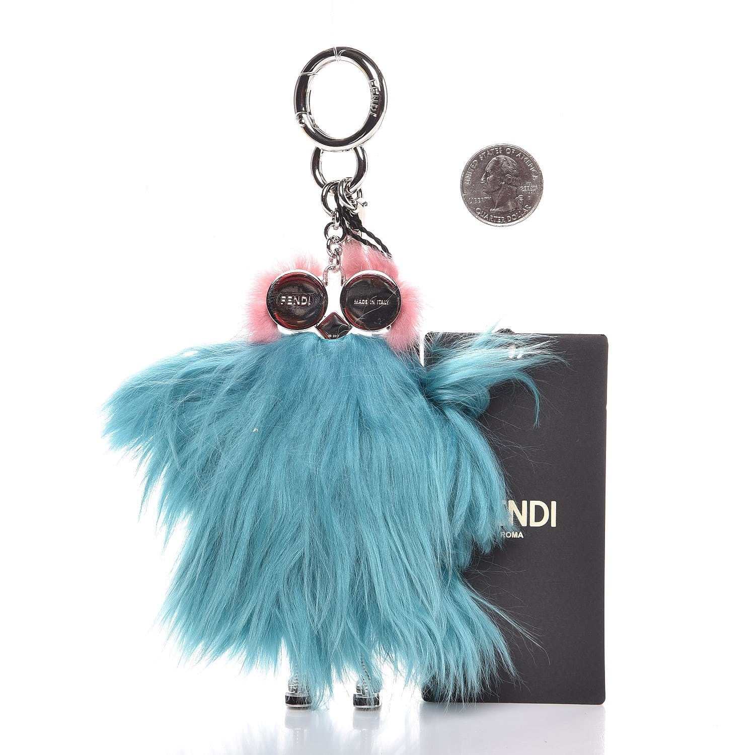Fendi Mink Alpaca Fur Hypnoteyes Witches Bag Charm Acqua 2 of 5
