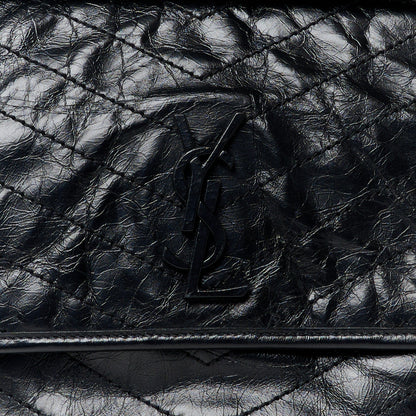 Saint Laurent Crinkled Calfskin Matelasse Monogram Large Niki Chain Satchel Black 9 of 11