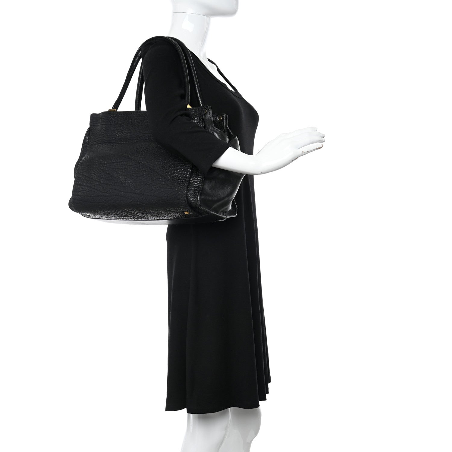 Chloe Pebbled Calfskin Dree Shoulder Bag Black 2 of 14