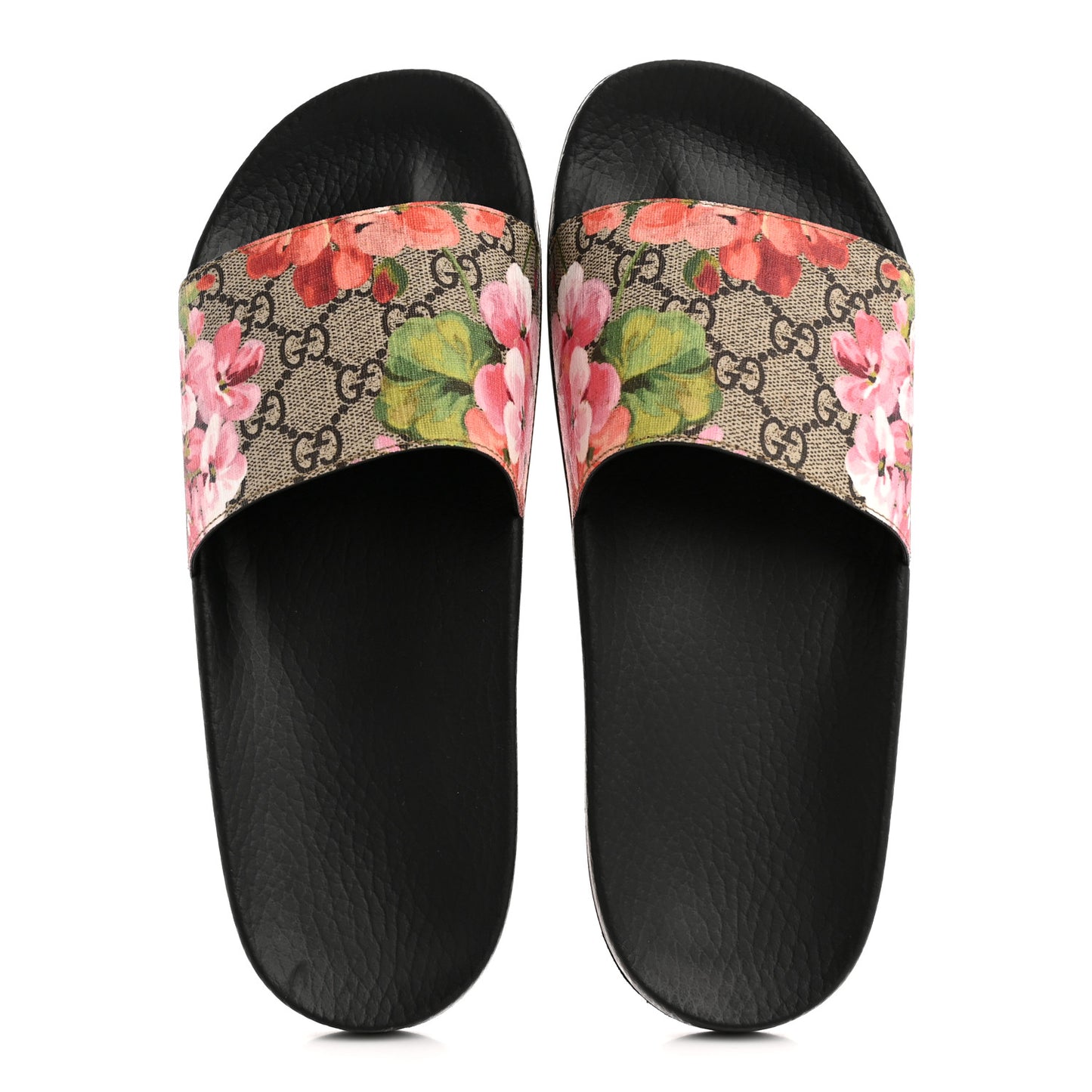 GG Supreme Monogram Blooms Slide Sandals 40 Beige Multicolor