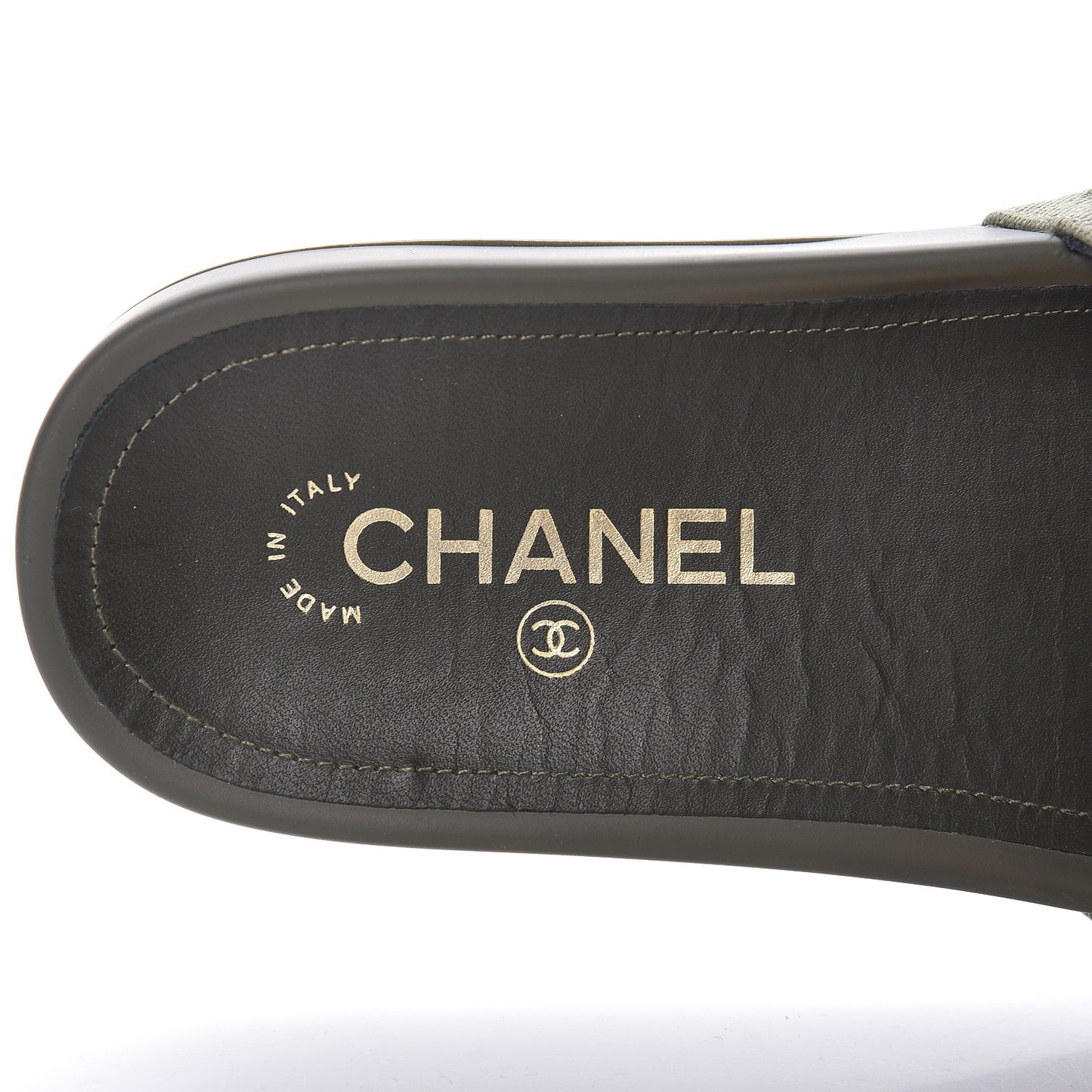 Canvas Chain Flat Sandals 37 Khaki