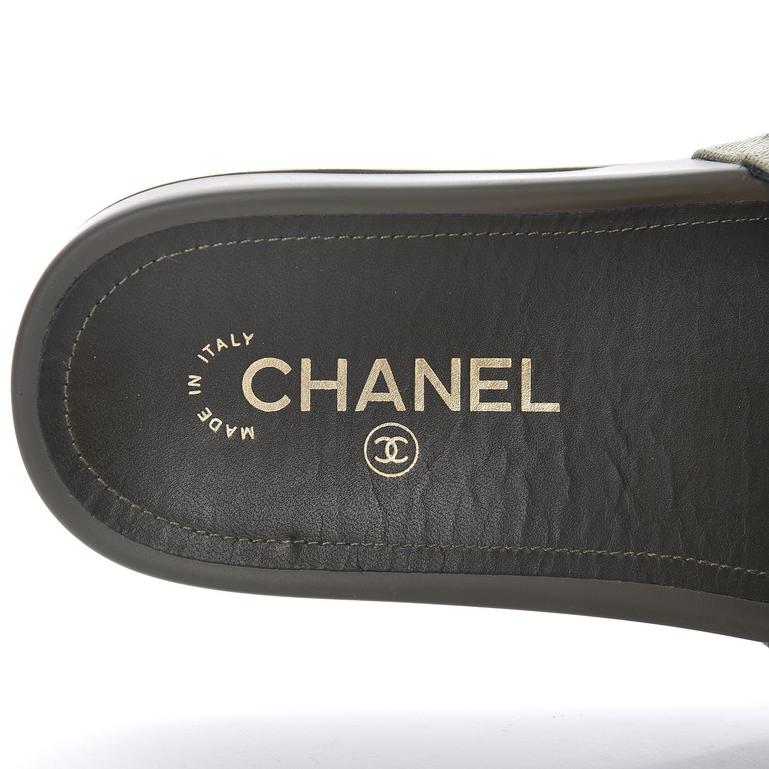 Chanel Canvas Chain Flat Sandals 37 Khaki 10 of 13