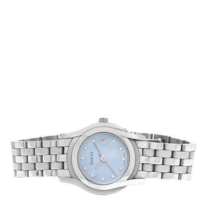 Gucci Stainless Steel Diamond Blue Mother of Pearl 27mm 5500L Quartz Watch 2 of 4