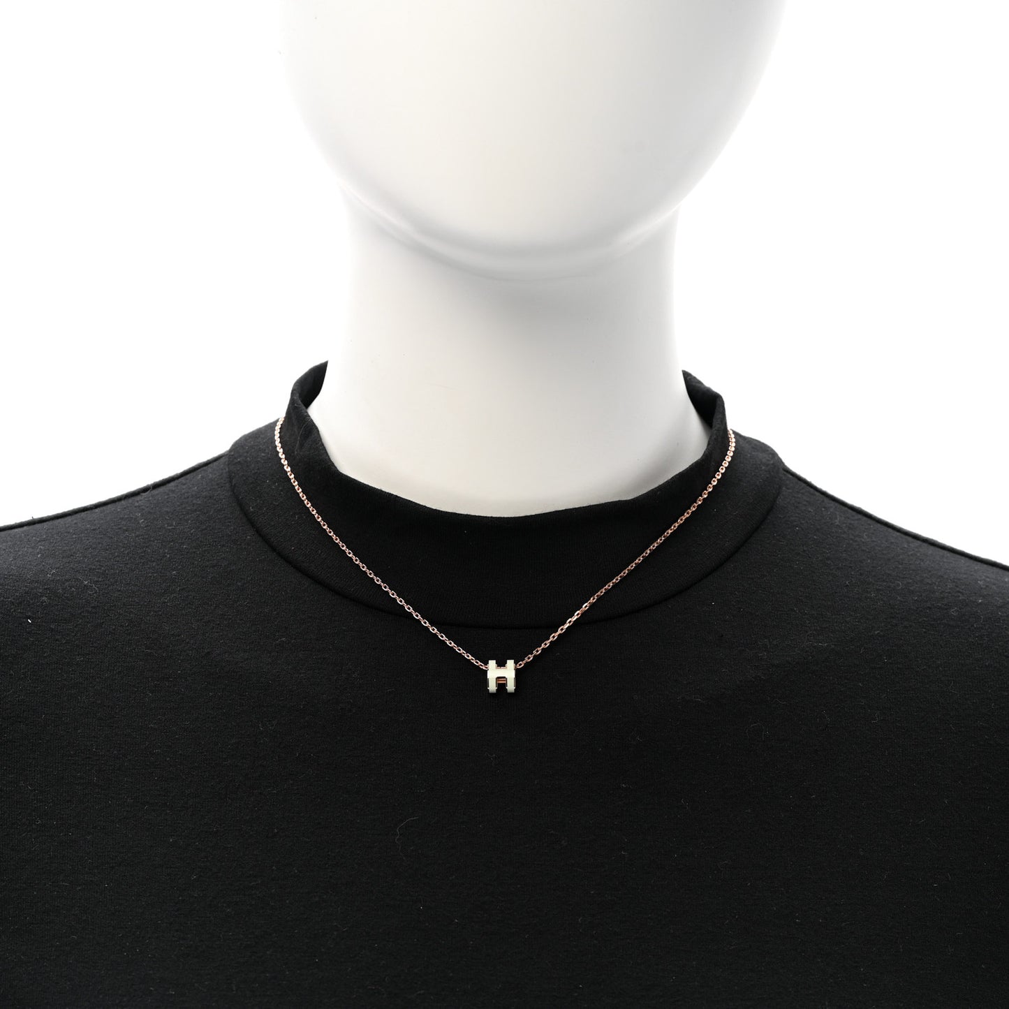 Lacquered Rose Gold Mini Pop H Pendant Necklace Vert Fizz