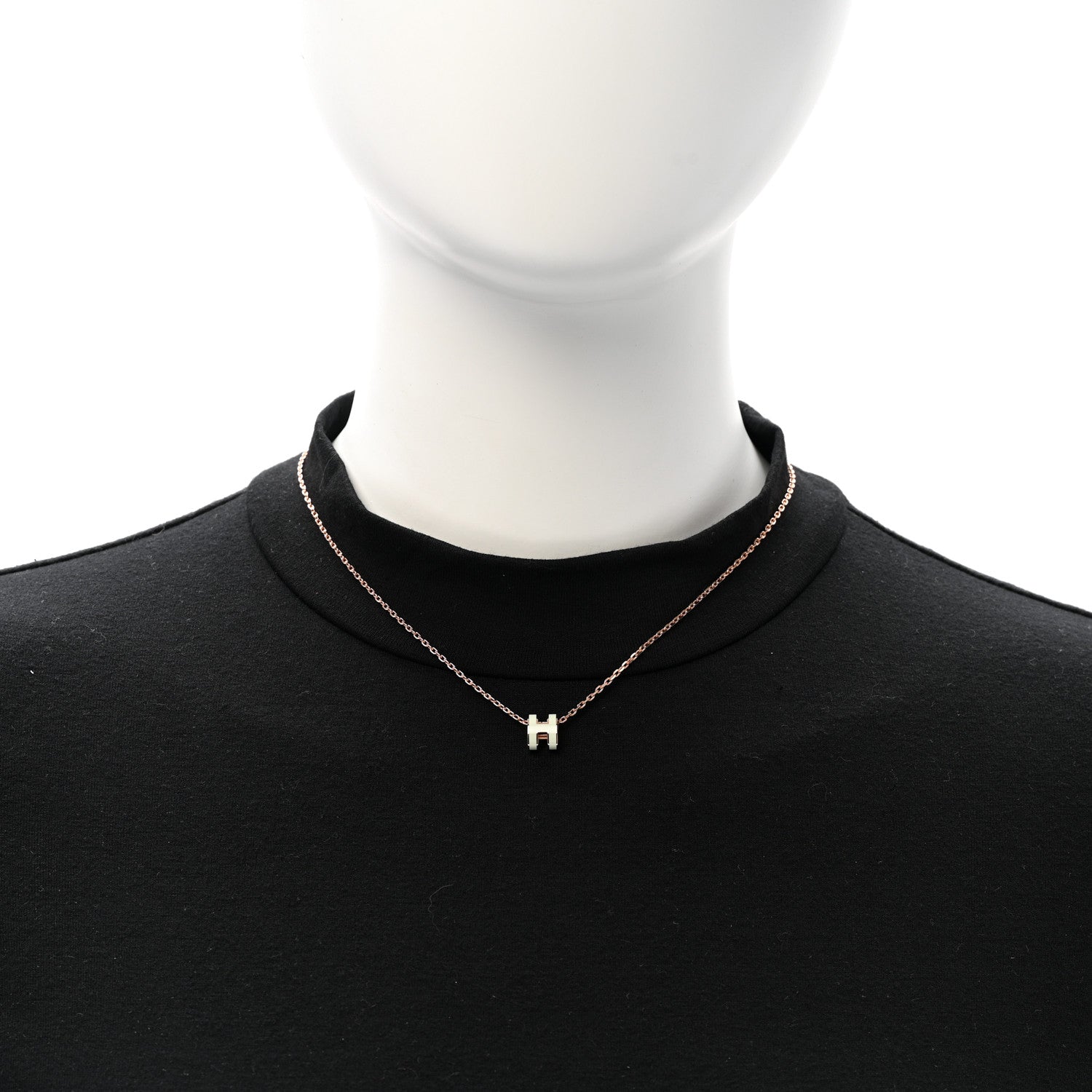 Hermes Lacquered Rose Gold Mini Pop H Pendant Necklace Vert Fizz 2 of 7