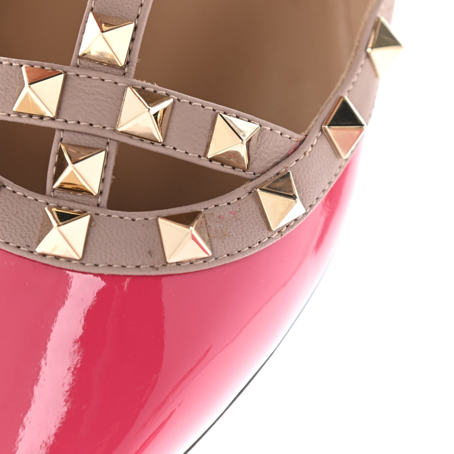 Patent Nappa Rockstud Cage Ballerina Flats 38 Deep Fuxia Poudre