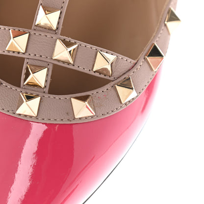 Valentino Garavani Patent Nappa Rockstud Cage Ballerina Flats 38 Deep Fuxia Poudre 9 of 10