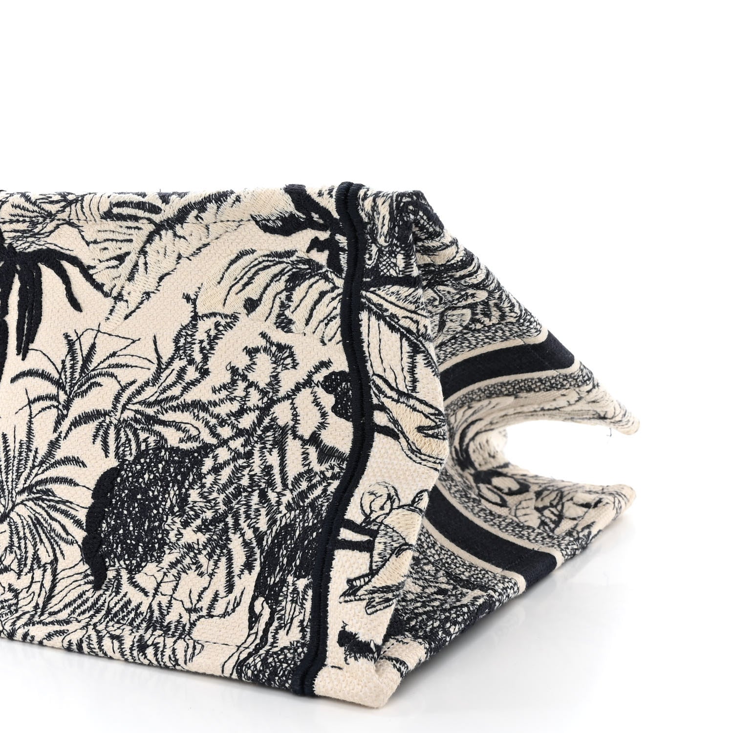 Christian Dior Canvas Embroidered Medium Palms Toile De Jouy Book Tote Blue 10 of 12