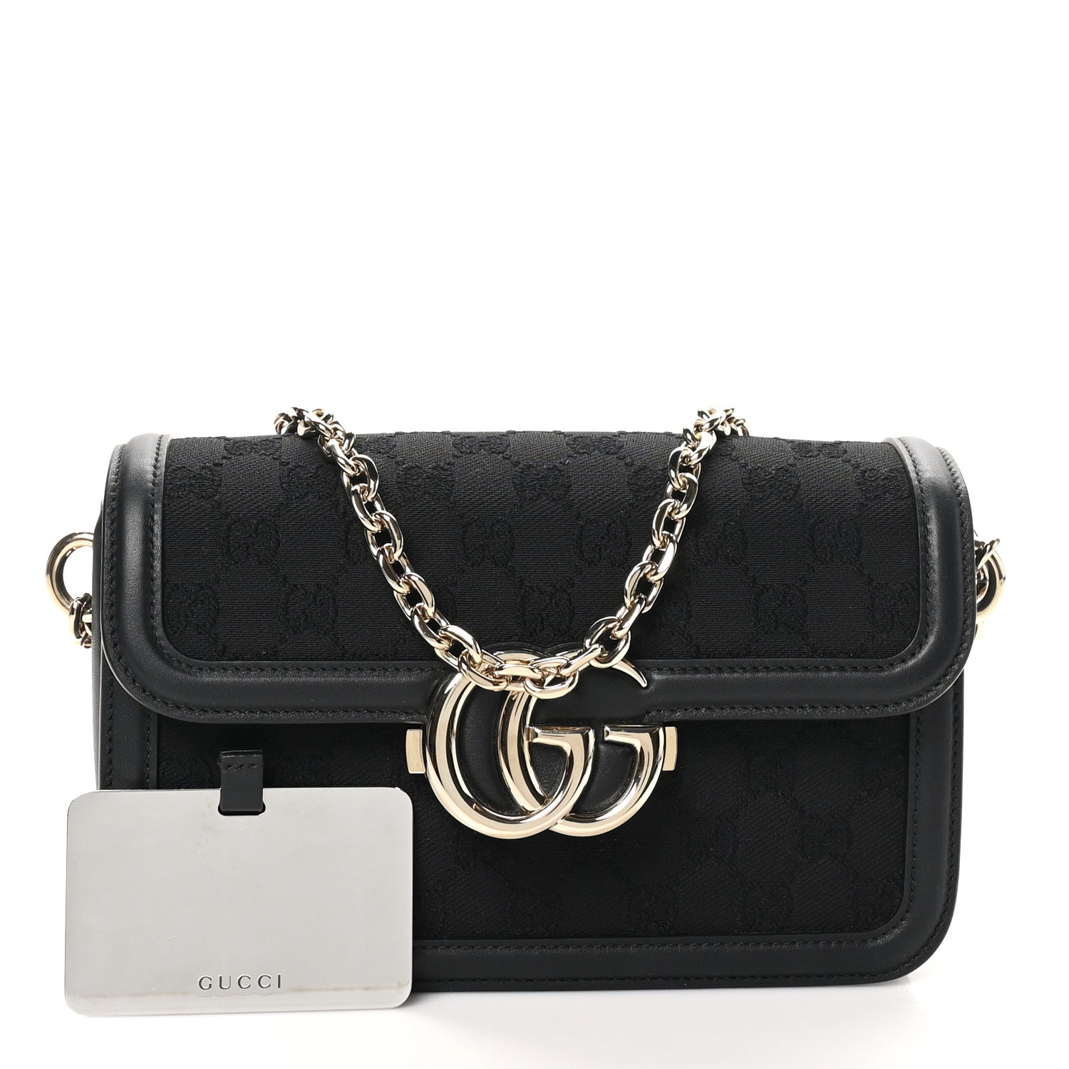 Gucci Crepe Wool Silk GG Monogram Go Small Shoulder Bag Black 3 of 10