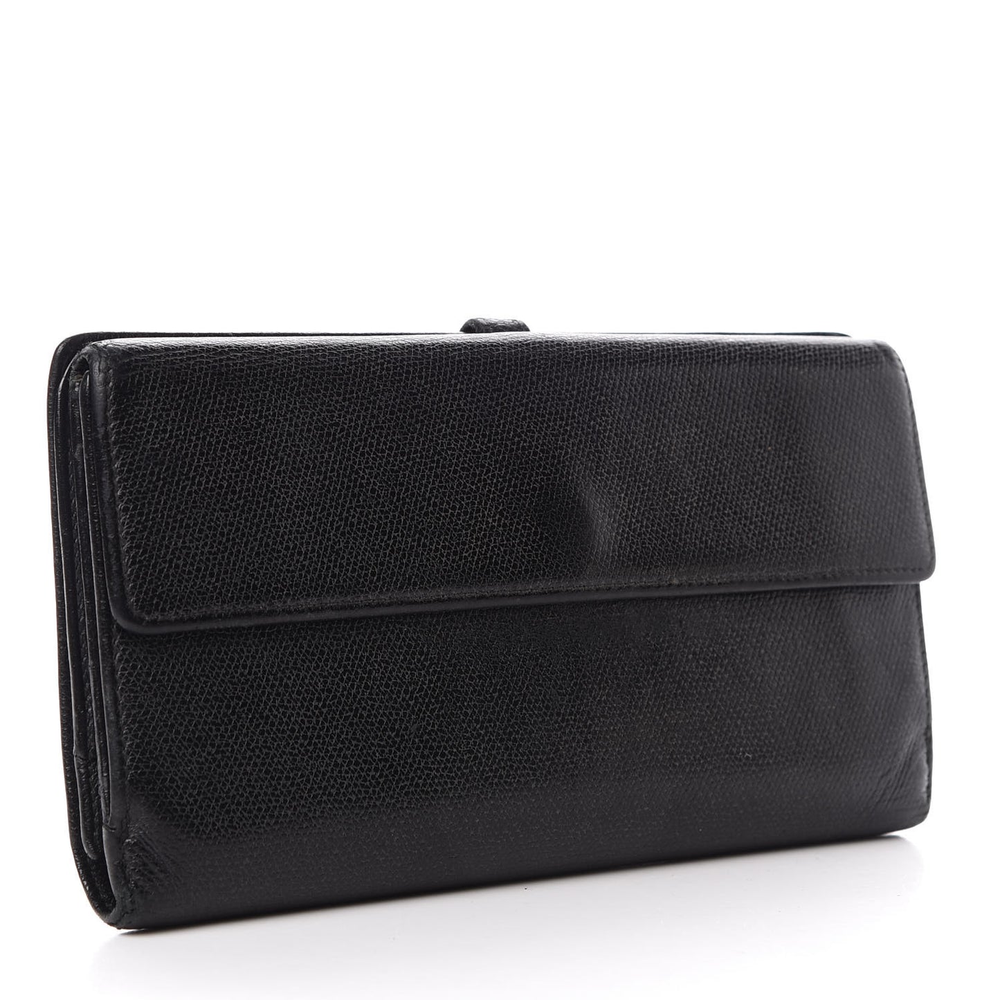 Grained Calfskin CC Button Wallet Black