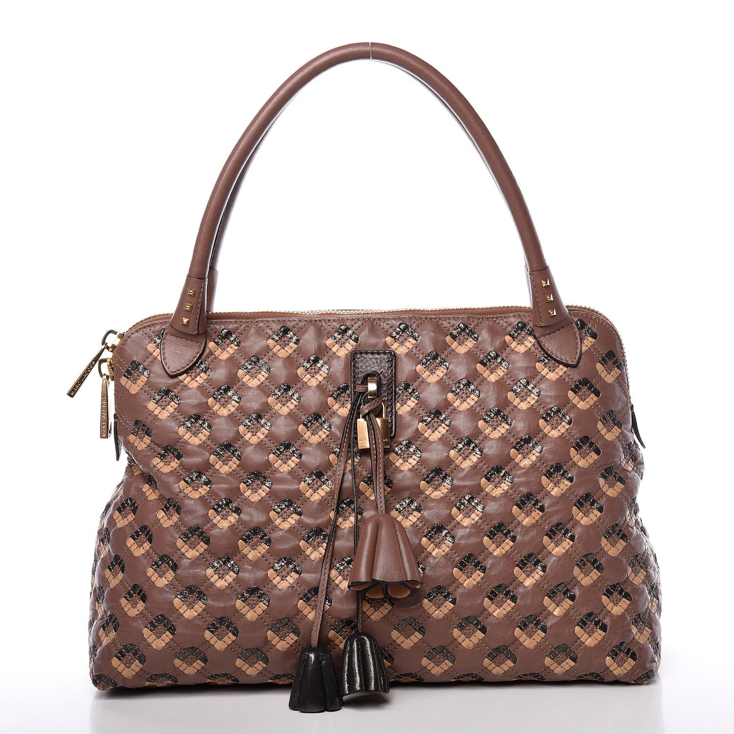 Calfskin Quilted Jena Tassel Tote Brown