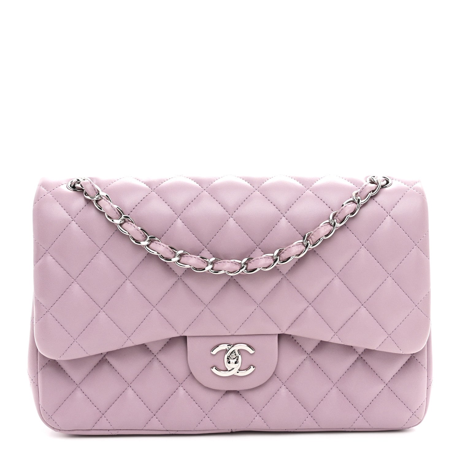 Chanel Lambskin Quilted Jumbo Double Flap Light Purple 1 of 11