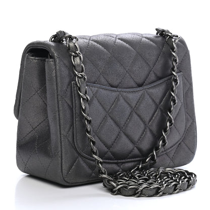 Chanel Metallic Goatskin Quilted Mini Square Flap Charcoal Grey 3 of 8