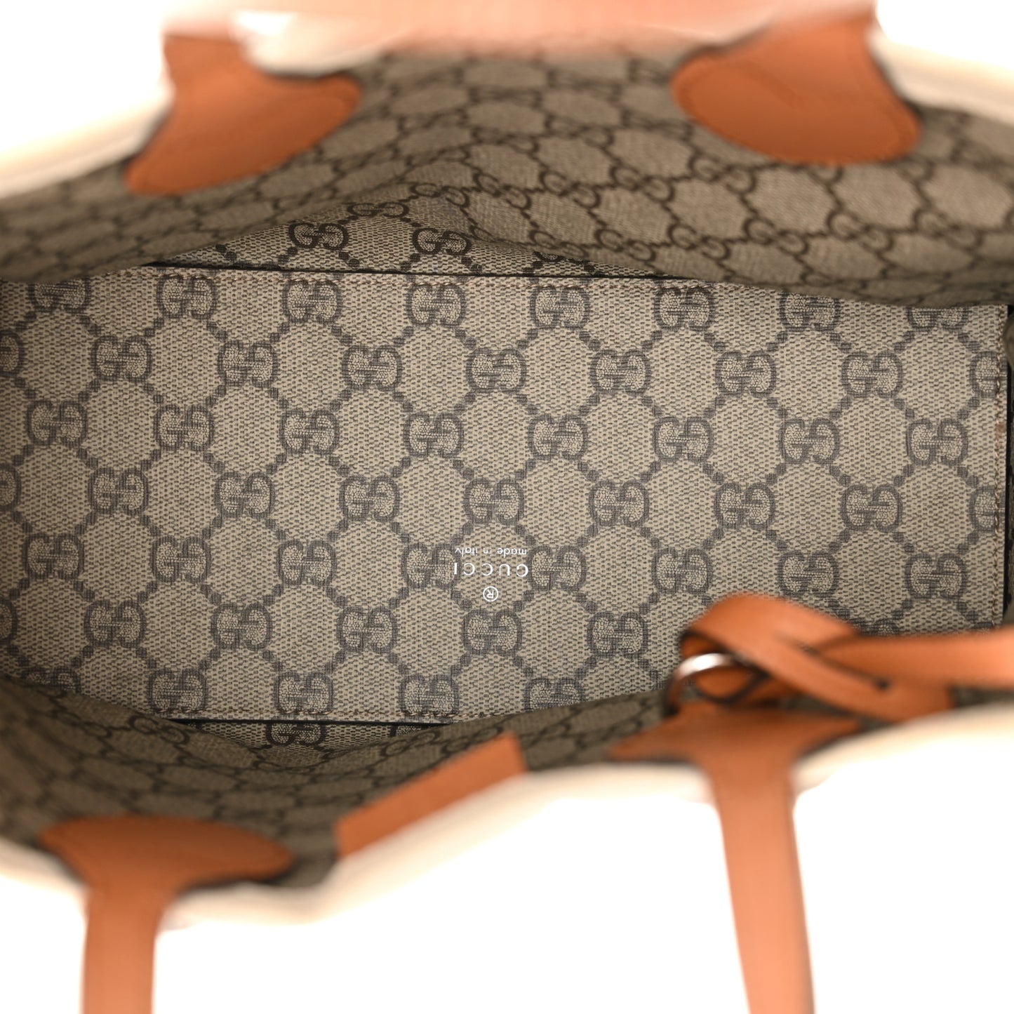 Canvas Calfskin Logo Print Medium Tote Bag Brown