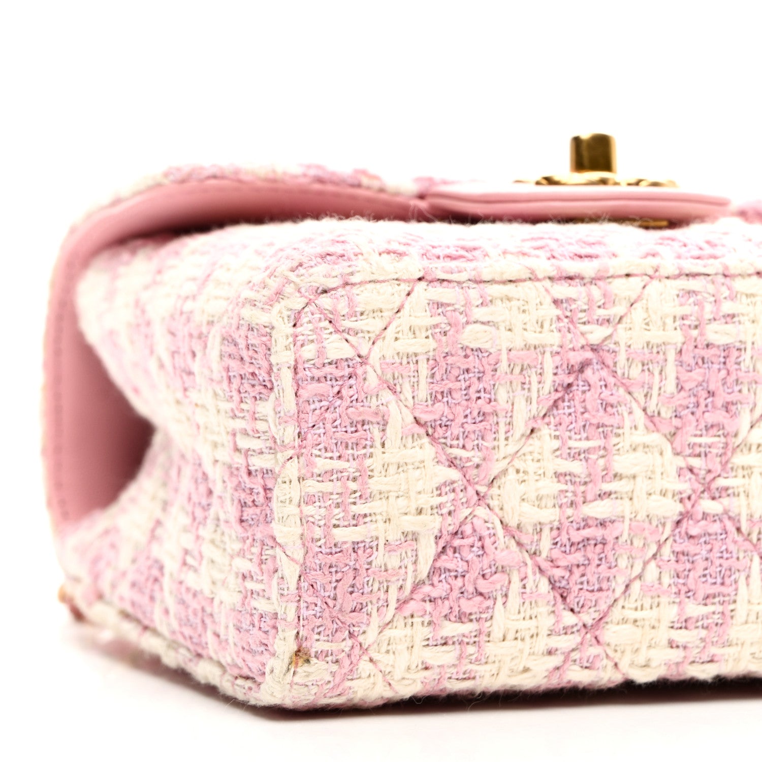 Chanel Tweed Handle Crush Top Handle Flap Bag Pink Ecru 9 of 10