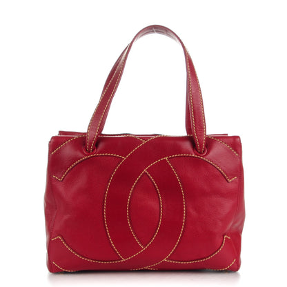 Chanel Caviar CC Stitched Tote Red 1 of 10