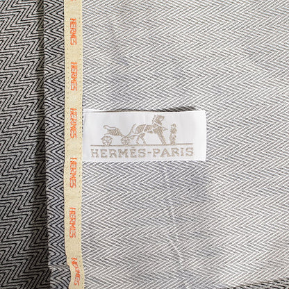 Hermes Jacquard Cotton Bosphore Bottom Flat Sheet Bleu Blanc 4 of 6