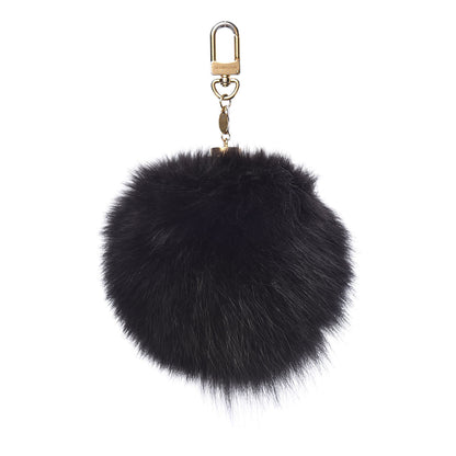 Louis Vuitton Fox Fur Fuzzy Bubble Bag Charm Black 1 of 3