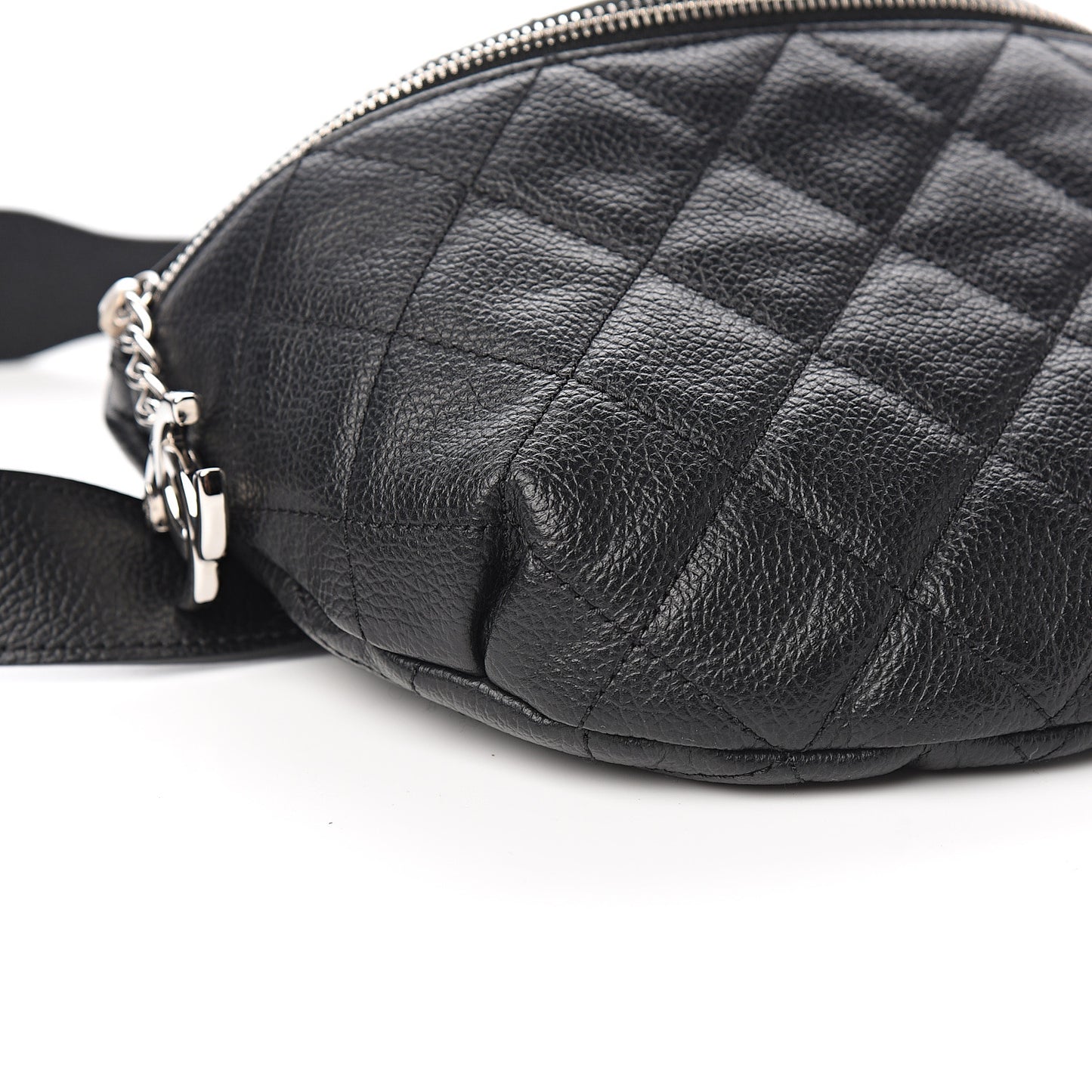 Grained Calfskin Quilted Waist Belt Bag Black