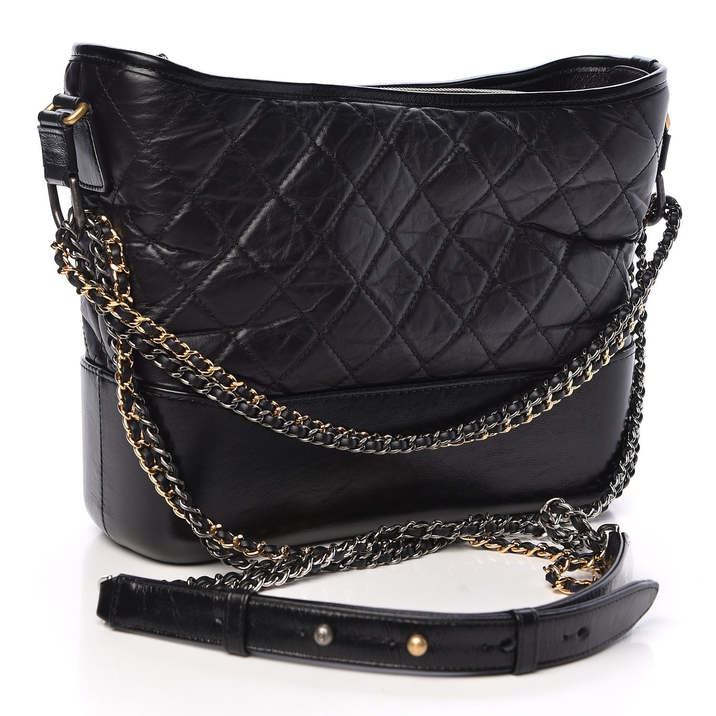 Aged Calfskin Quilted Medium Gabrielle Hobo Black