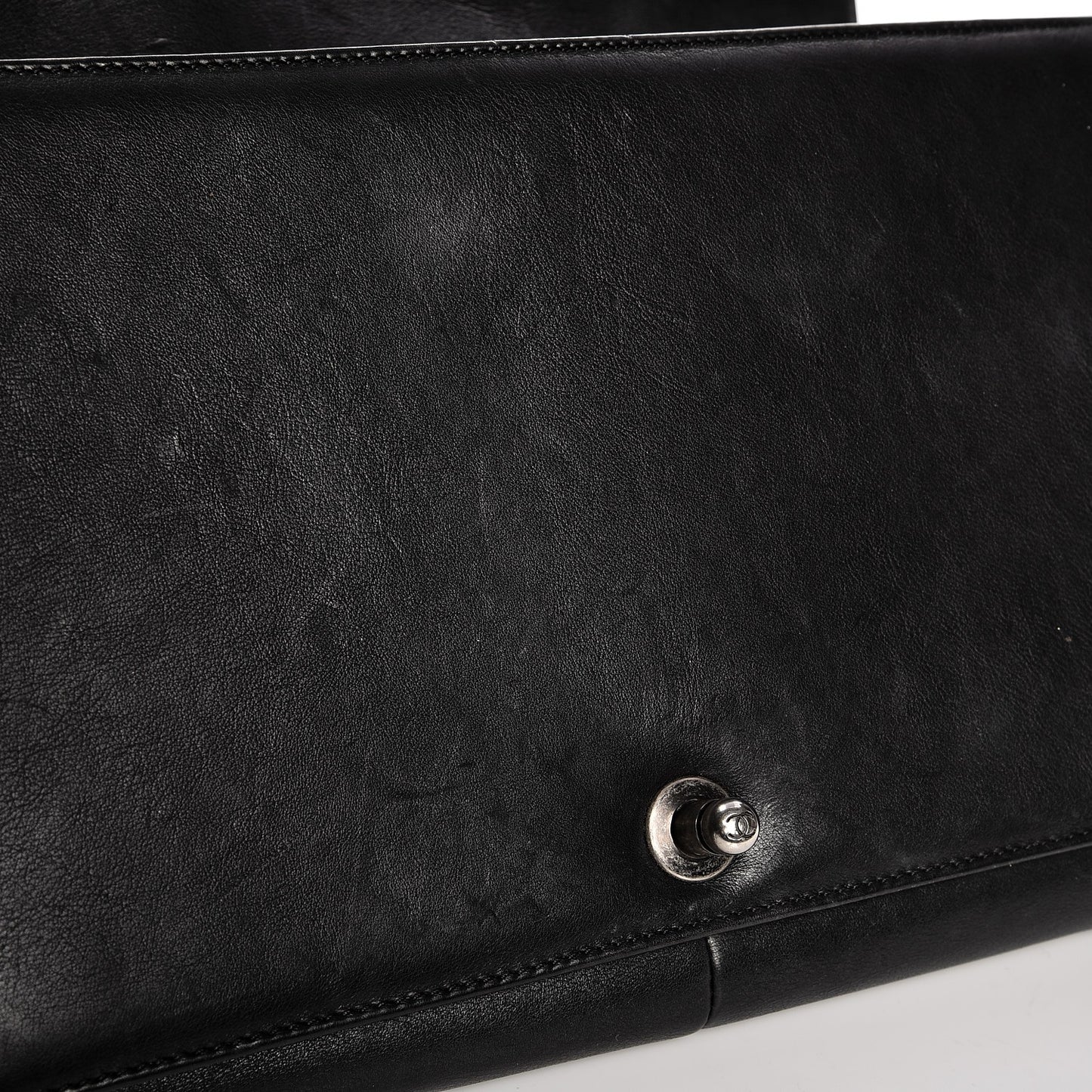Calfskin Quilted Double Stitch New Medium Boy Flap Black