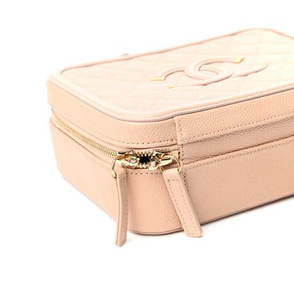 Chanel Caviar Quilted Medium CC Filigree Vanity Case Beige 8 of 10