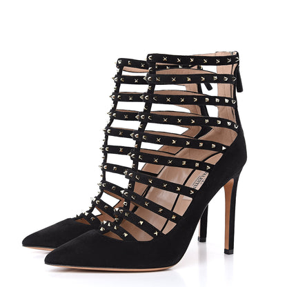 Valentino Garavani Suede Lovestud Caged 105mm Pumps 37 Black 3 of 8