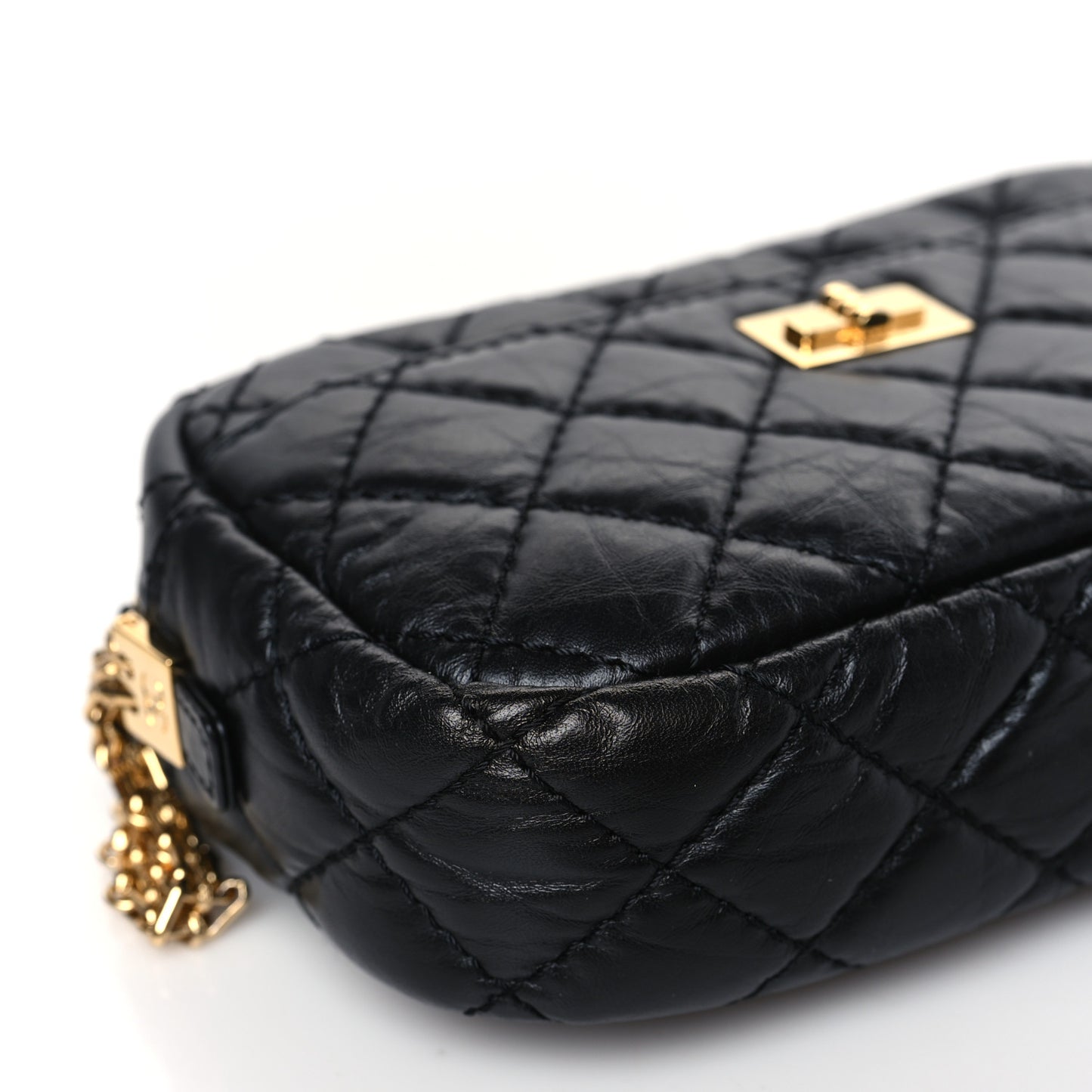 Aged Calfskin Quilted Mini Reissue Camera Case Black