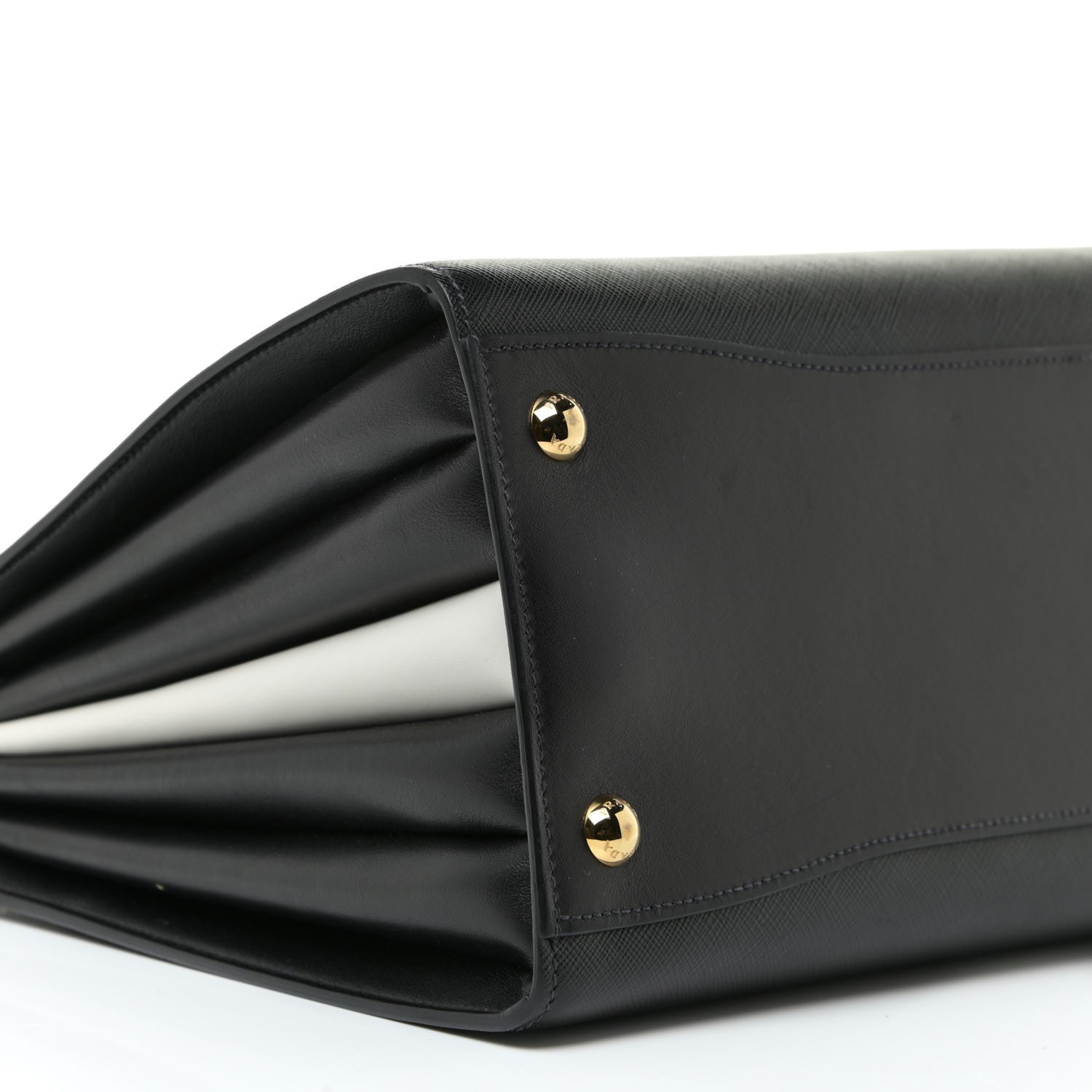 Prada Saffiano City Calfskin Medium Bibliothèque Top Handle Black White 9 of 14