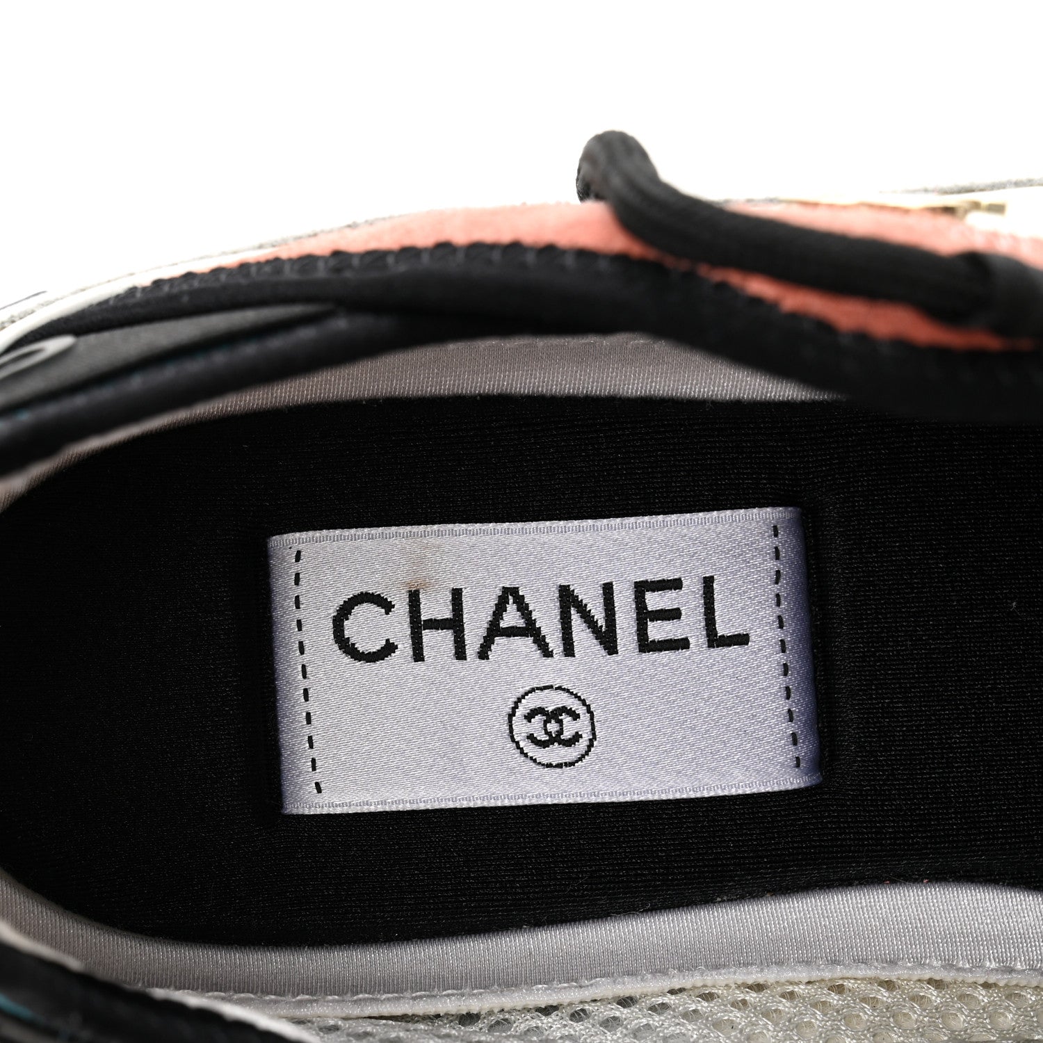Chanel Fabric Suede CC Sneakers 37.5 White Light Grey Pink 7 of 9