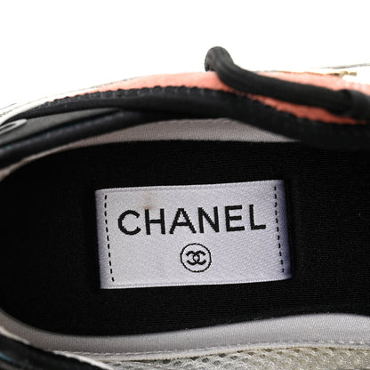 Chanel Fabric Suede CC Sneakers 37.5 White Light Grey Pink 7 of 9