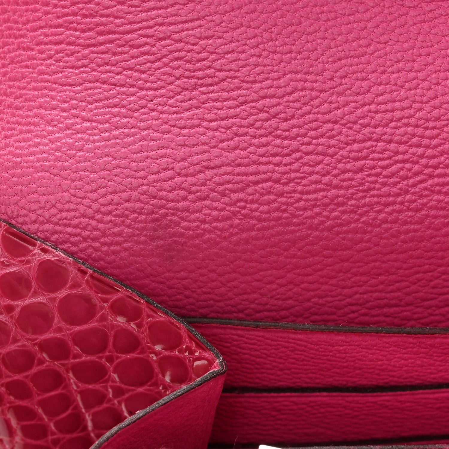 Hermes Shiny Alligator Kelly Longue Wallet Fuchsia 10 of 11