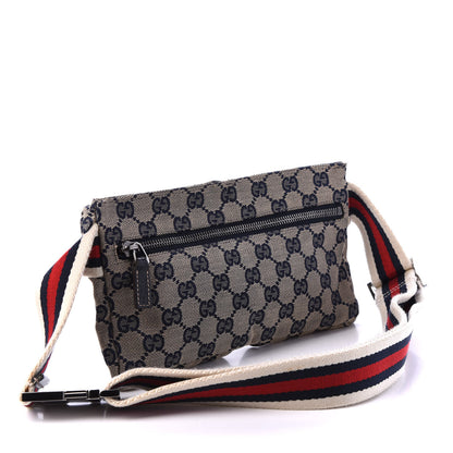 Gucci GG Monogram Web Double Pocket Belt Bag Navy 2 of 8