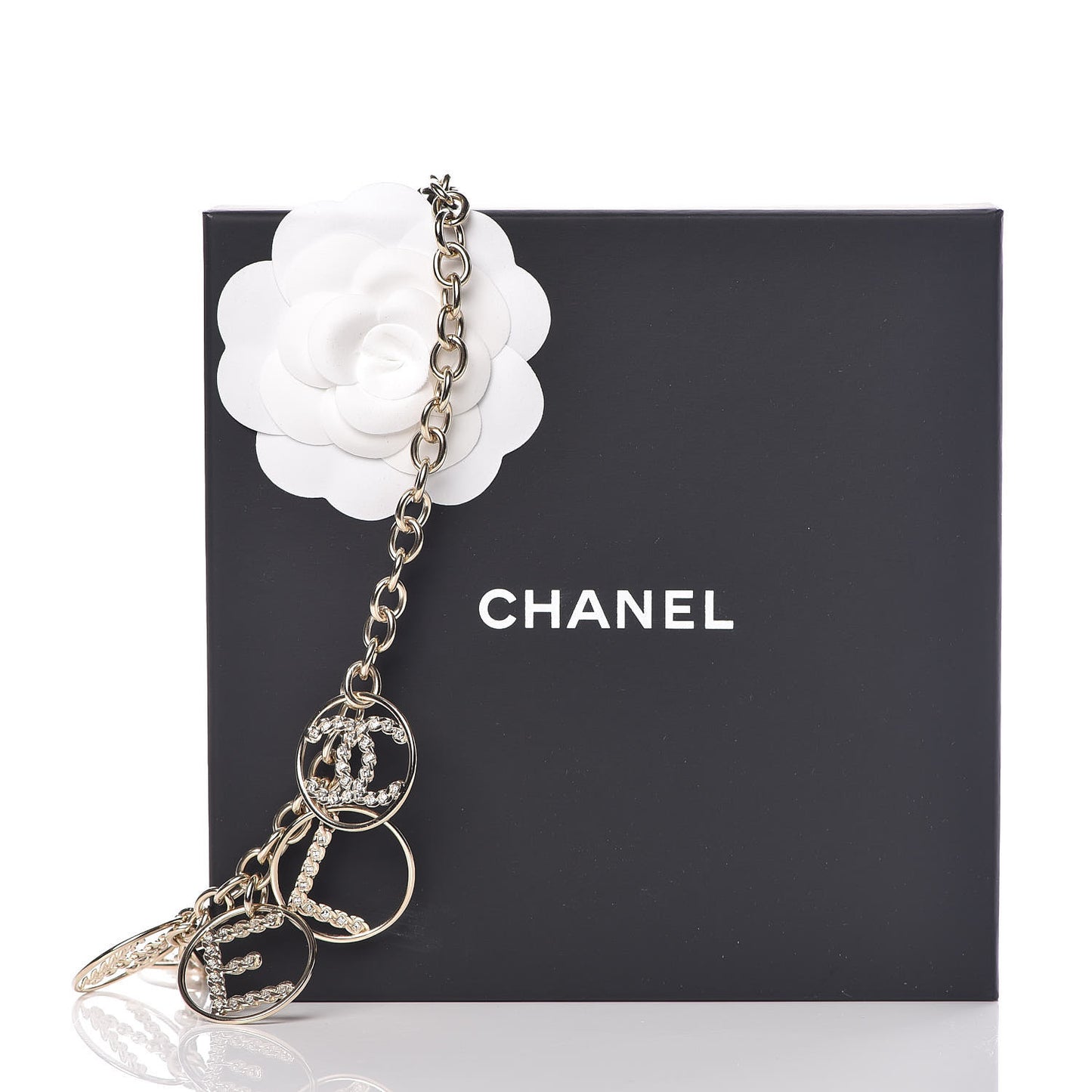 Metal Strass Crystal Logo Necklace Gold