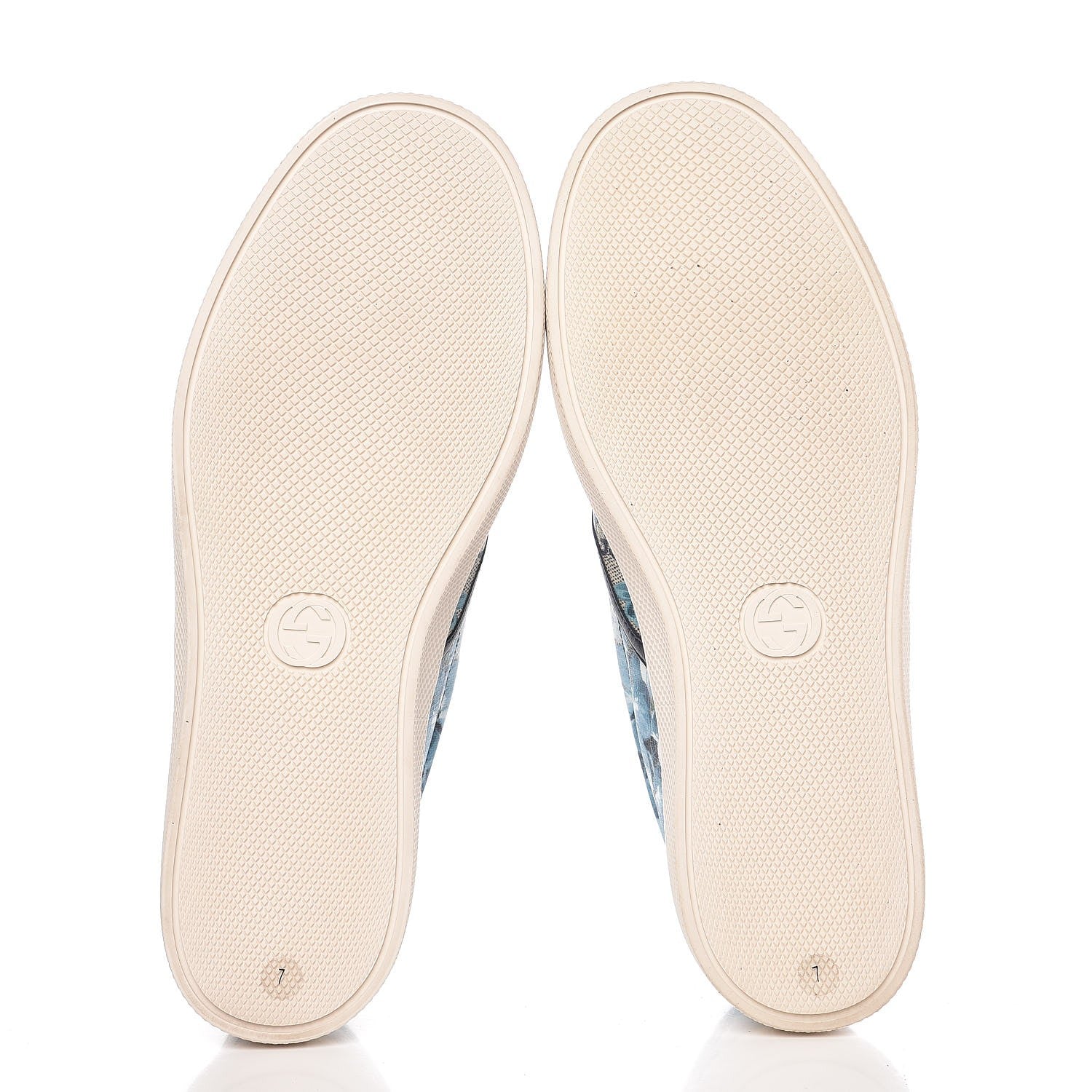 Gucci GG Supreme Monogram Blooms Mens Dublin Slip On Sneakers 7 Beige Blue Navy 5 of 9