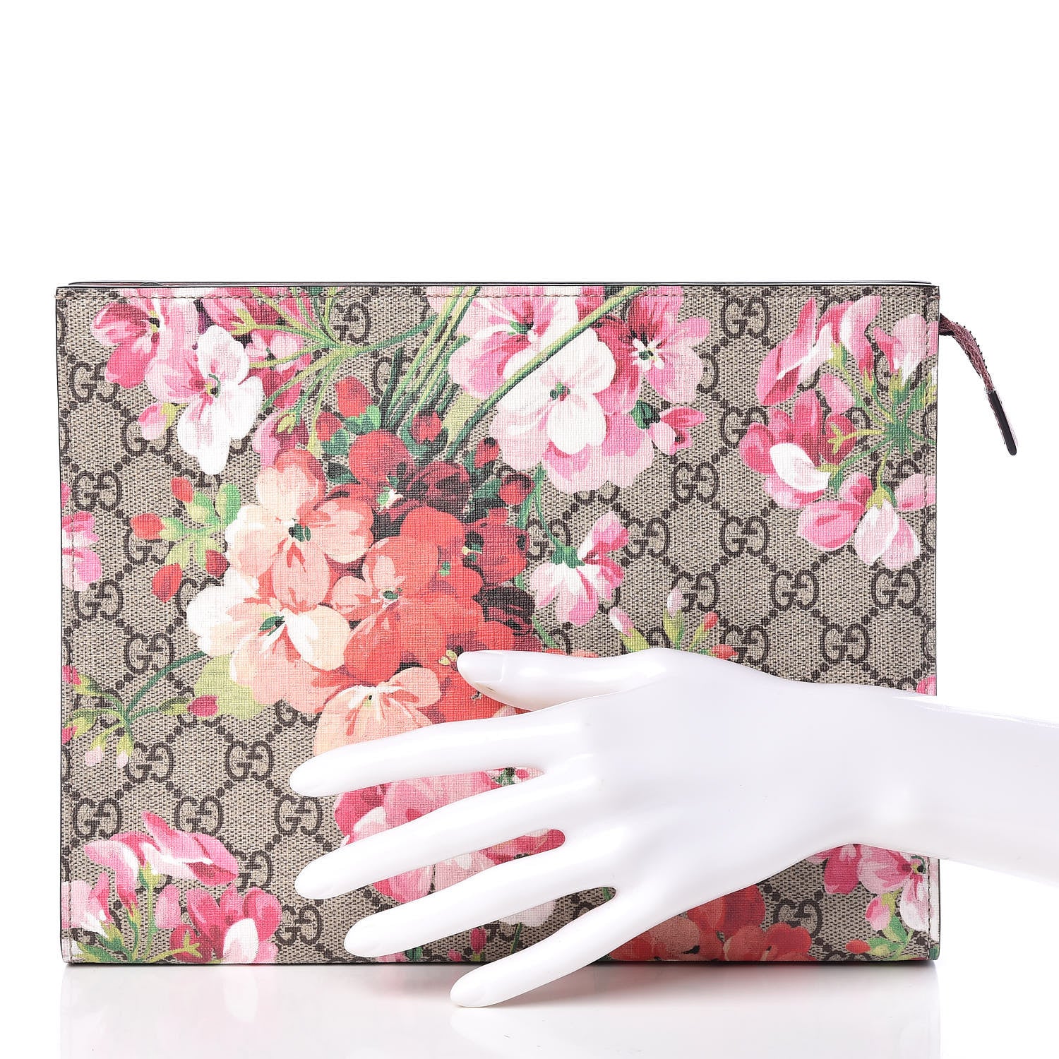 Gucci GG Supreme Monogram Blooms Large Cosmetic Case Beige Multicolor Dry Rose 2 of 10