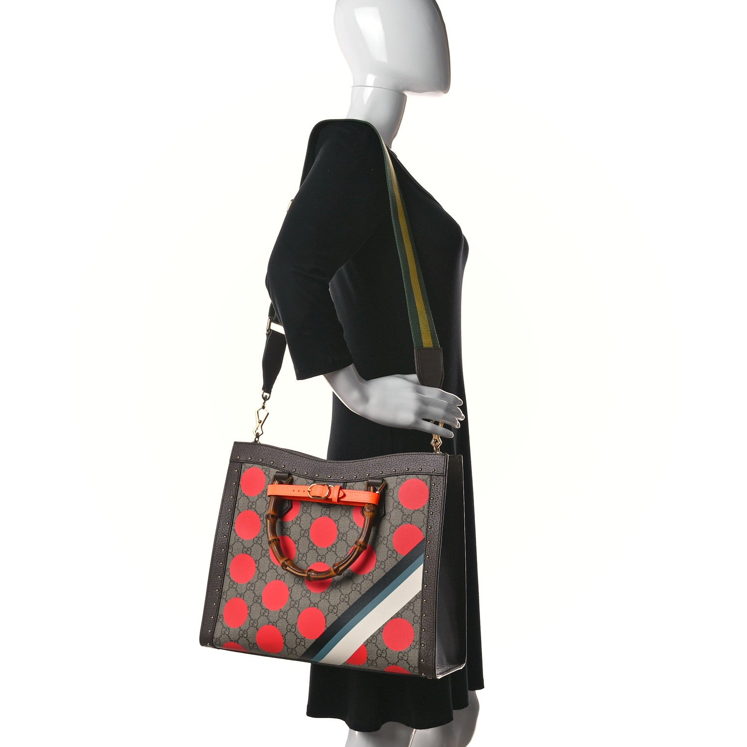Gucci GG Supreme Monogram Equestrian Medium Diana Tote Bag Beige Multicolor New Acero 2 of 14