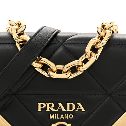 Prada Nappa Triangle Quilted Metal Shoulder Bag Black 7 of 9