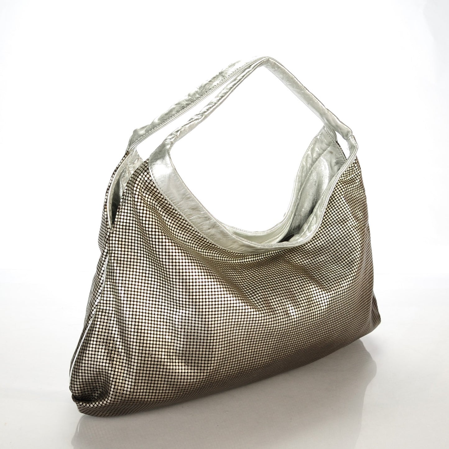 Metallic Perforated Lambskin Hollywood Hobo Silver