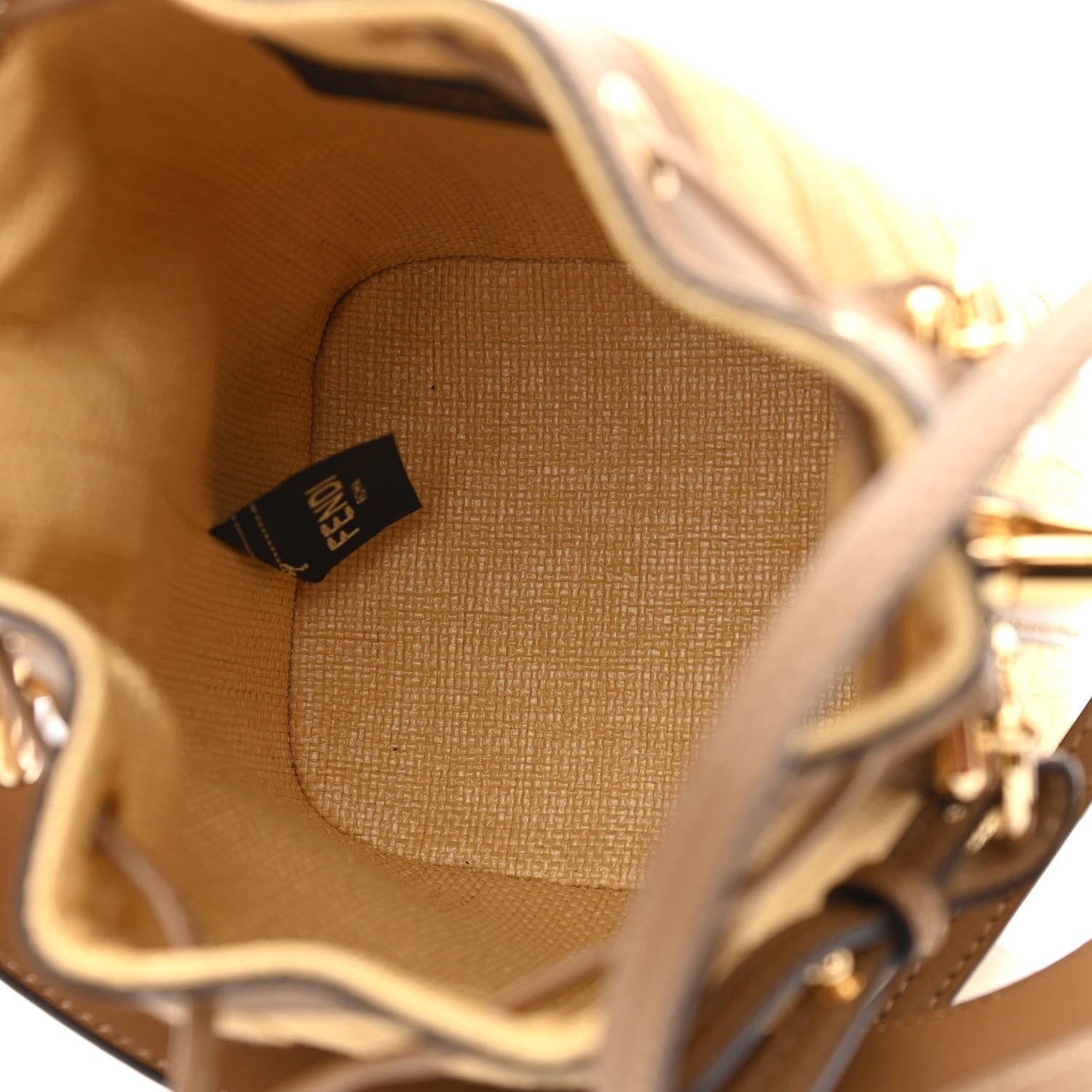 Fendi Raffia Vitello King Lucido F is Fendi FF Embroidered Mini Mon Tresor Bucket Bag Grano Sand 5 of 13