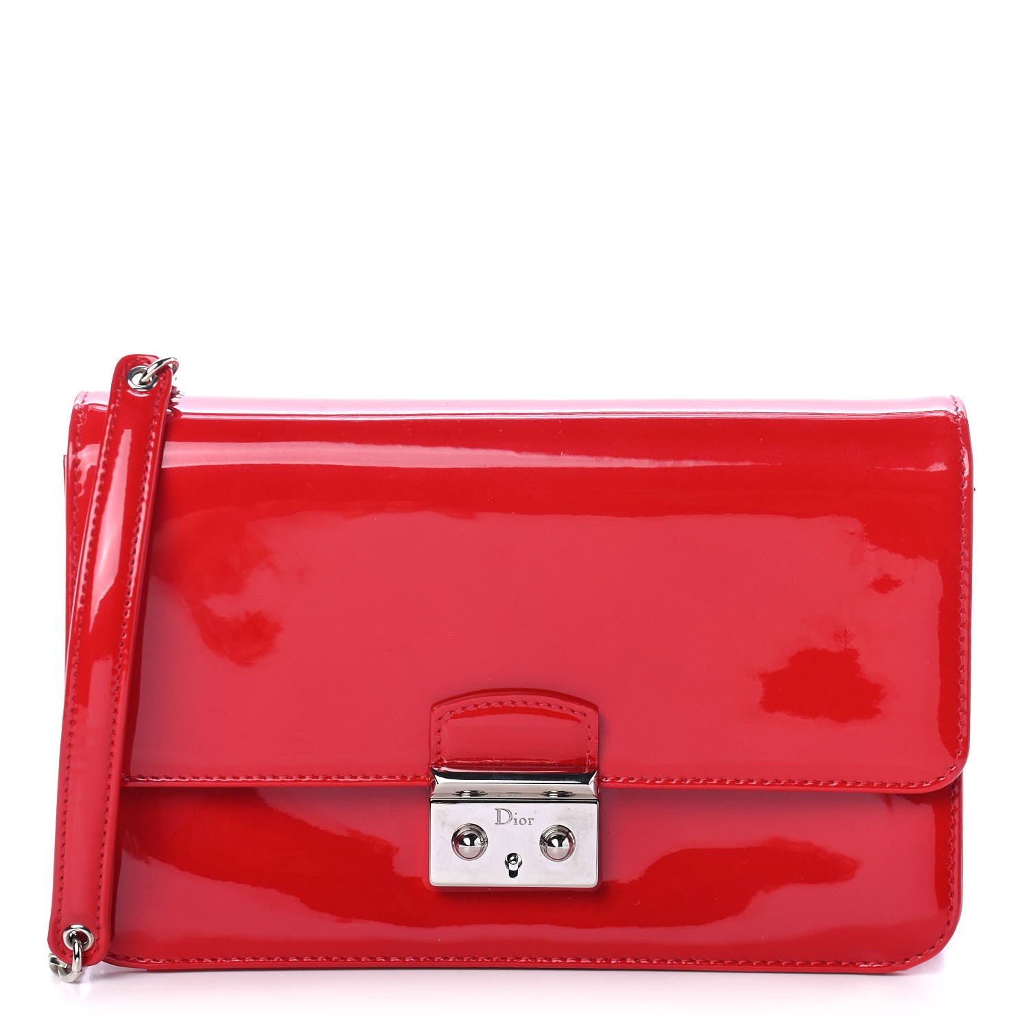 Christian Dior Metallic Box Patent Calfskin Miss Dior Promenade Pouch Red 1 of 4