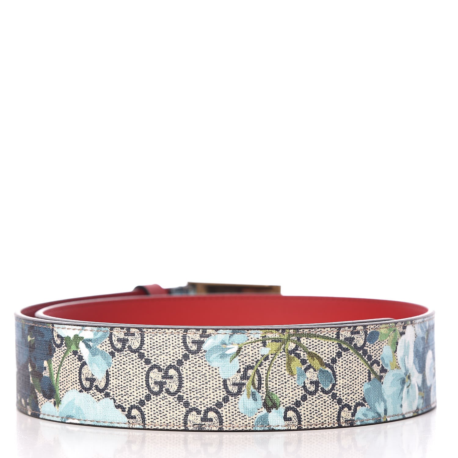 Gucci GG Plus Monogram Blooms Plaque Belt 80 32 Blue 3 of 6