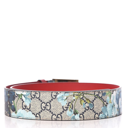 Gucci GG Plus Monogram Blooms Plaque Belt 80 32 Blue 3 of 6