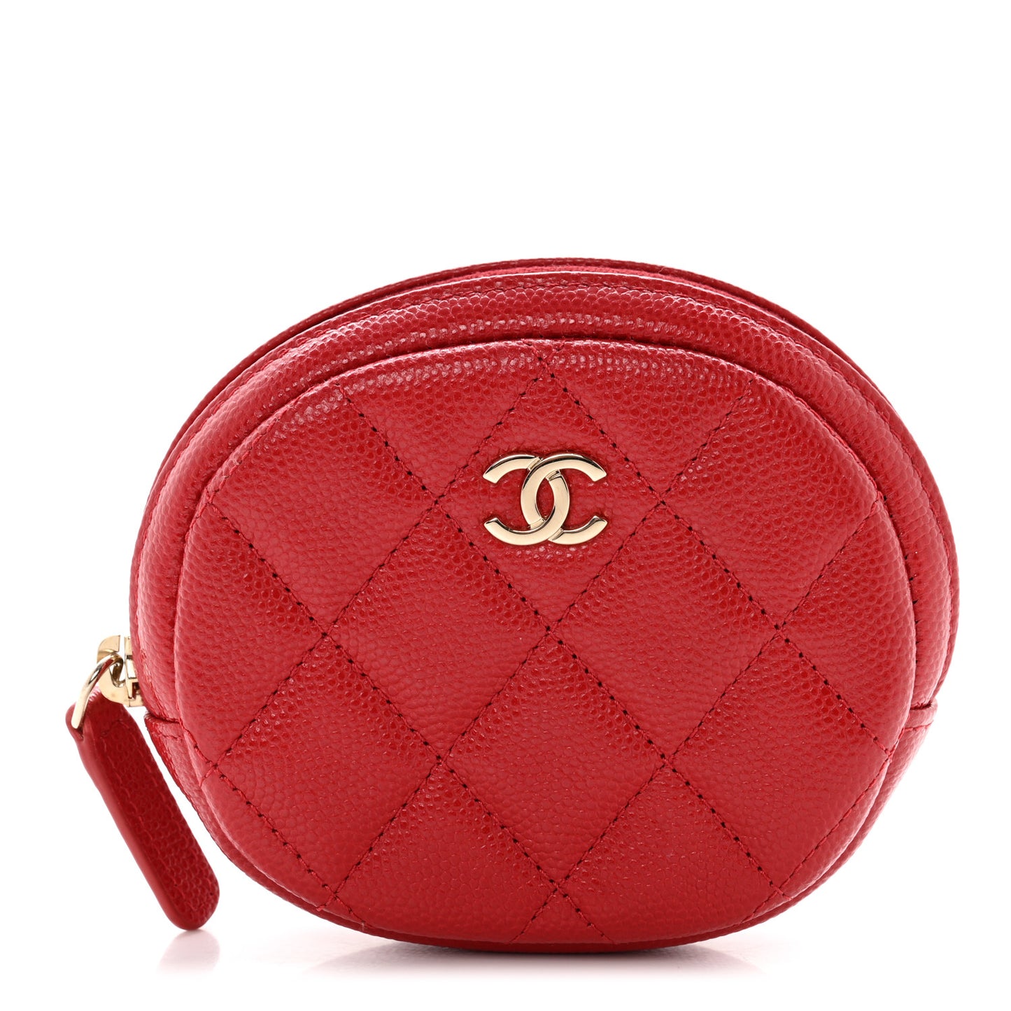 Caviar Quilted Zip Around Classic Coin Purse Red