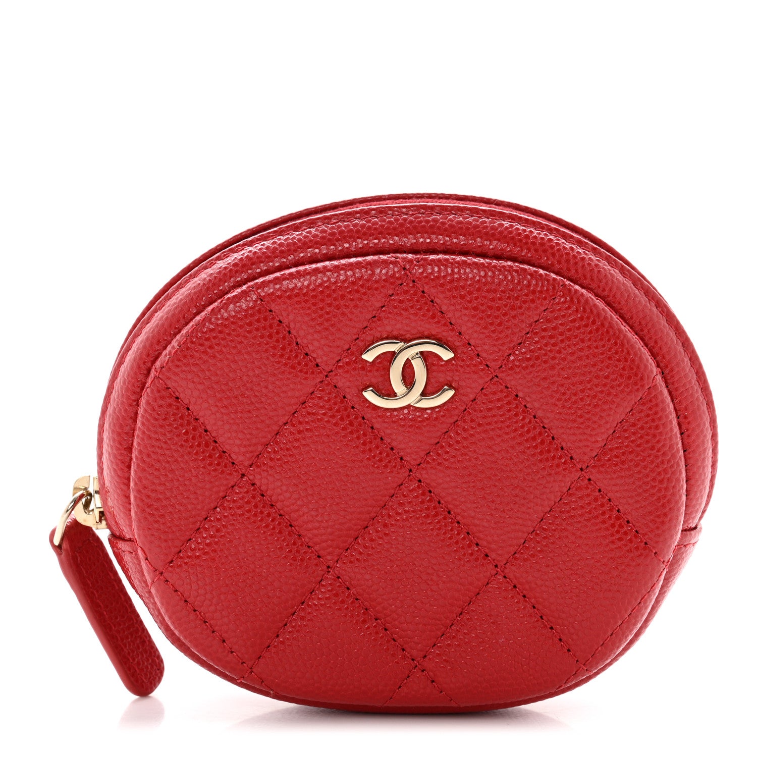 Chanel Caviar Quilted Zip Around Classic Coin Purse Red 1 of 7