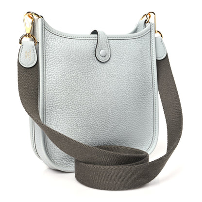 Hermes Taurillon Clemence Amazone Evelyne TPM Bleu Pale Etain 3 of 11