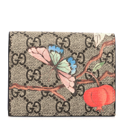 Gucci GG Supreme Monogram Tian Card Case Beige Multicolor Red 1 of 7